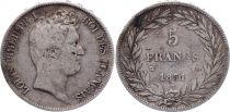 France 5 Francs Louis-Philippe Ist- 1831 W Lille incuse lettering