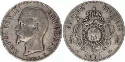 France 5 Francs Napol�on III - 1855 or 1856