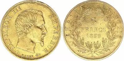 France 5 Francs Napol�on III Empereur - 1859 A - Gold
