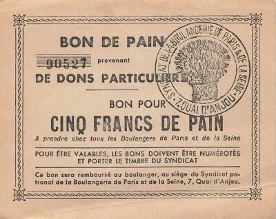 France 5 Francs of Bread - Paris and Seine Bakery Employers\' Association