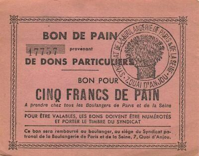 France 5 Francs of Bread - Paris and Seine Bakery Employers\' Association