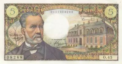 France 5 Francs Pasteur - 04-11-1966  - Serial O.45