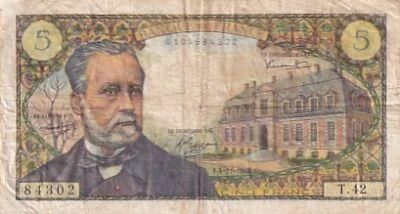 France 5 Francs Pasteur - 04-11-1966 - Serial T.42