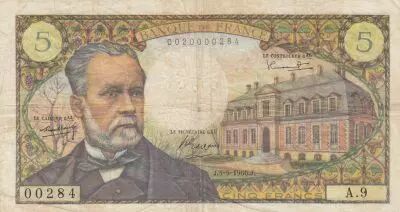 France 5 Francs Pasteur - 05-05-1966 - Serial A.9