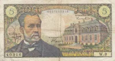 France 5 Francs Pasteur - 05-05-1966 - Serial W.3