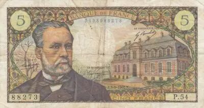 France 5 Francs Pasteur - 05-05-1967 - Serial P.54