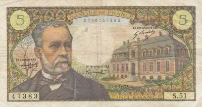 France 5 Francs Pasteur - 05-05-1967 - Serial S.51