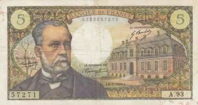 France 5 Francs Pasteur - 06-02-1969 - S�rie A.93