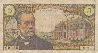 France 5 Francs Pasteur - 07-07-1966 - Serial M.21
