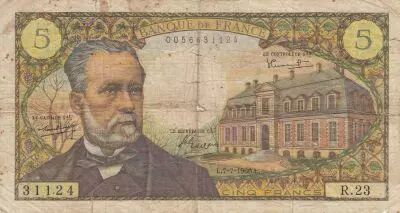 France 5 Francs Pasteur - 07-07-1966 - Serial R.23