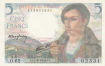 France 5 Francs Pyrenean shepherd - 05-08-1973 - Serial O.62
