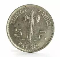 France 5 Francs ? Type P&eacute;tain ? France 1941 (SUP)