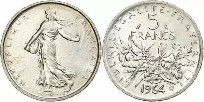 France 5 Francs Seed Sower - 1964 - Silver