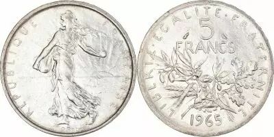 France 5 Francs Seed Sower - 1965 - Silver