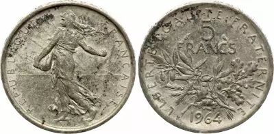 France 5 Francs Semeuse - 1964 - Argent - TTB