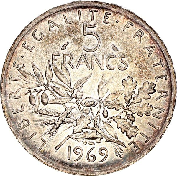 Valeur Dune Piece De 5 Franc En Argent Pièce France 5 Francs Semeuse - 1969 Argent