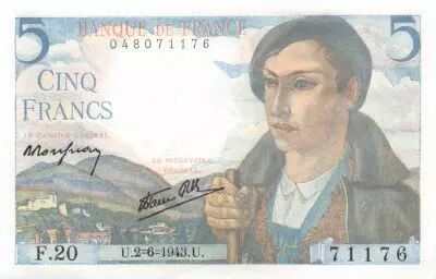 France 5 Francs Shepherd - 02-06-1943 Serial F.20 - UNC