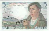 France 5 Francs Shepherd - 05-08-1943 Serial P.64