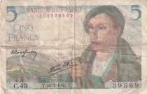 France 5 Francs Shepherd - 22-07-1943 Serial C.43 - F