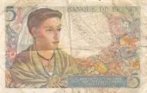 France 5 Francs Shepherd - 23-12-1943 Serial V.100 - F+