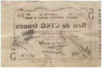 France 5 Francs Tergnier Fargnier Quessy Commune - 1914