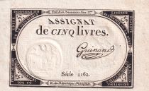 France 5 Livres  - 10 Brumaire An II (31-10-1793) - Sign Guinand - Série 1162 - L.171