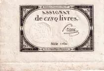 France 5 Livres  - 10 Brumaire An II (31-10-1793) - Sign Preux - S&eacute;rie 1162 - L.171