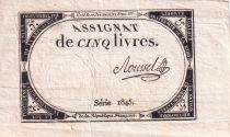France 5 Livres  - 10 Brumaire An II (31-10-1793) - Sign Roussel - Série 1845 - L.171