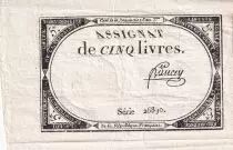 France 5 Livres  - 10 Brumaire Year II (31-10-1793) - Sign Bancey - Serial 26890 - P. A.76