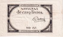 France 5 Livres  - 10 Brumaire Year II (31-10-1793) - Sign Dubois - Serial 1845 - P. A.76