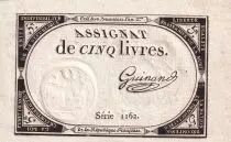 France 5 Livres  - 10 Brumaire Year II (31-10-1793) - Sign Guinand - Serial 1162  - P. A.76