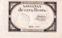 France 5 Livres  - 10 Brumaire Year II (31-10-1793) - Sign Mauge - Serial 1162 - P. A.76