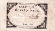 France 5 Livres  - 10 Brumaire Year II (31-10-1793) - Sign Mixelle - Serial 1162 - P. A.76