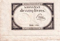 France 5 Livres  - 10 Brumaire Year II (31-10-1793) - Sign Preux - Serial 1162 - P. A.76