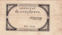 France 5 Livres - 10 Brumaire An II (31.10.1793) - Sign. Arnoux - Série 16130