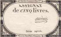 France 5 Livres - 10 Brumaire An II (31.10.1793) - Sign. Audouin - Série 24112