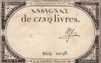 France 5 Livres - 10 Brumaire An II (31.10.1793) - Sign. Aze - Série 12198