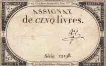 France 5 Livres - 10 Brumaire An II (31.10.1793) - Sign. Aze - S&eacute;rie 12198
