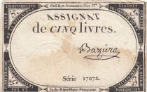 France 5 Livres - 10 Brumaire An II (31.10.1793) - Sign. Baziure - Série 17072