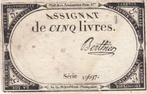France 5 Livres - 10 Brumaire An II (31.10.1793) - Sign. Berthier - Série 19697
