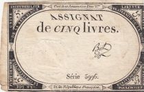 France 5 Livres - 10 Brumaire An II (31.10.1793) - Sign. Bol - Série 5996