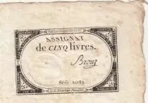 France 5 Livres - 10 Brumaire An II (31.10.1793) - Sign. Brouz - S&eacute;rie 22182