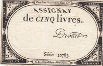France 5 Livres - 10 Brumaire An II (31.10.1793) - Sign. Droüet - Série 20763