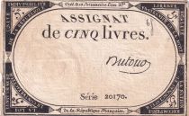 France 5 Livres - 10 Brumaire An II (31.10.1793) - Sign. Dutour - Série 20170
