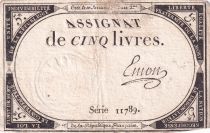 France 5 Livres - 10 Brumaire An II (31.10.1793) - Sign. Emon - Série 11789