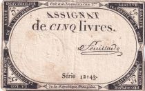 France 5 Livres - 10 Brumaire An II (31.10.1793) - Sign. Feuillade - Série 12143