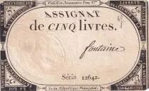 France 5 Livres - 10 Brumaire An II (31.10.1793) - Sign. Fontaine - Série 12642