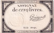 France 5 Livres - 10 Brumaire An II (31.10.1793) - Sign. Guinand  - Série 20191