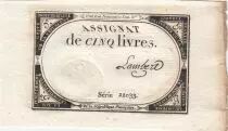 France 5 Livres - 10 Brumaire An II (31.10.1793) - Sign. Lambert - S&eacute;rie 22033