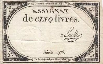 France 5 Livres - 10 Brumaire An II (31.10.1793) - Sign. Leullier - S�rie 17004